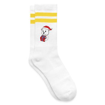 Weihnachten Eisbär mit Geschenke - Gestreifte Tennissocken - Weiß/Gelb - Rechts