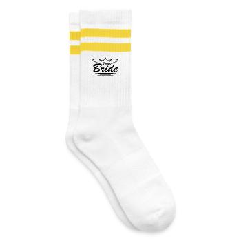 Team Bridal Wedding Celebration - Striped tennis socks - white/yellow - Right