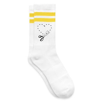 Pattern cutting heart - Striped tennis socks - white/yellow - Right