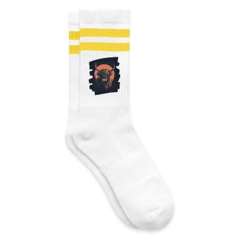 Scottish Highland cattle - Striped tennis socks - white/yellow - Right