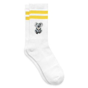 Koala - Gestreifte Tennissocken - Weiß/Gelb - Rechts