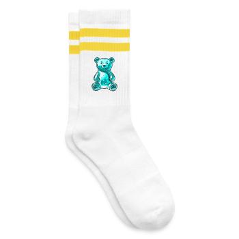 Gummibär Türkis - Gestreifte Tennissocken - Weiß/Gelb - Rechts