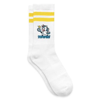 Topspin! Licorne Tennis Humour Puissance - Chaussettes de tennis - blanc/jaune - Droite