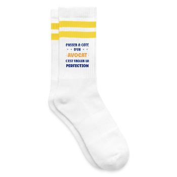 Missing a lawyer: perfection - Striped tennis socks - white/yellow - Right
