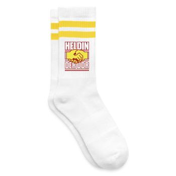 Heldin der DDR (Farben änderbar) - Gestreifte Tennissocken - Weiß/Gelb - Rechts
