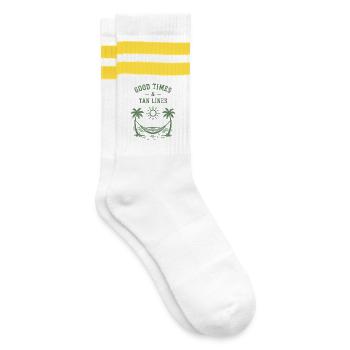 Good Times and Tan Lines Beach Vacation Summer - Striped tennis socks - white/yellow - Right
