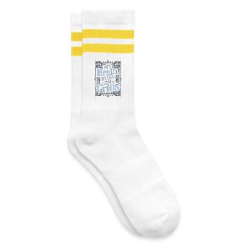 Graphic Designer My Brain Runs On Visual Designer - Gestreifte Tennissocken - Weiß/Gelb - Rechts