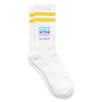 Stewardess Flight Attendant - Striped tennis socks - white/yellow - Right