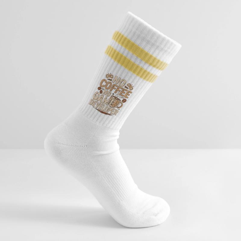 Game Developer No Coffee Game Coder Coffee Lover Striped tennis socks