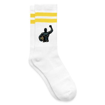 Beach Volleyball Player Muscles Athlete Team - Striped tennis socks - white/yellow - Right