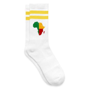 Benin Flag Africa used - Striped tennis socks - white/yellow - Right