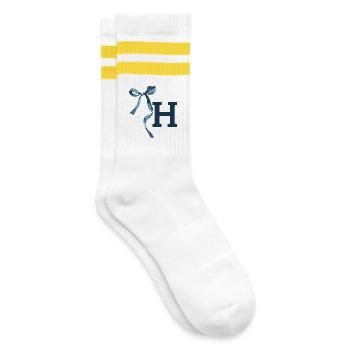 Monogram h Geschenkidee - Gestreifte Tennissocken - Weiß/Gelb - Rechts