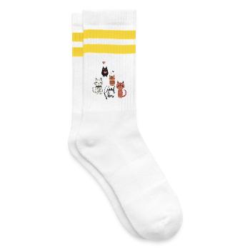 Playful Cats - Striped tennis socks - white/yellow - Right
