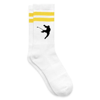 ice hockey shadow image logo - Striped tennis socks - white/yellow - Right