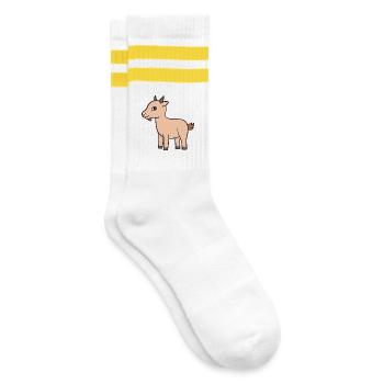 Ziege Ziegen Geiss - Gestreifte Tennissocken - Weiß/Gelb - Rechts