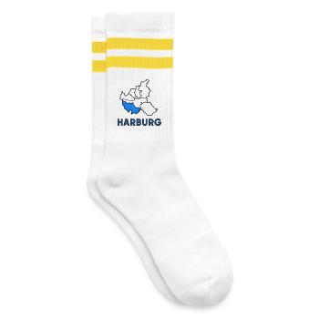 Harburg, Stadtteil von Hamburg - Gestreifte Tennissocken - Weiß/Gelb - Rechts