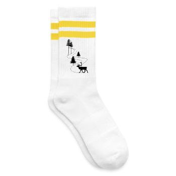 Skandinavien Straße Rentier - Gestreifte Tennissocken - Weiß/Gelb - Rechts