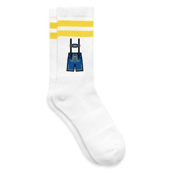 Lederhose Bayern Tracht Volksfest Biergarten - Gestreifte Tennissocken - Weiß/Gelb - Rechts
