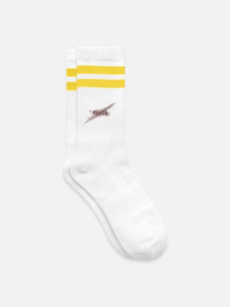 goth - Gestreifte Tennissocken - Weiß/Gelb