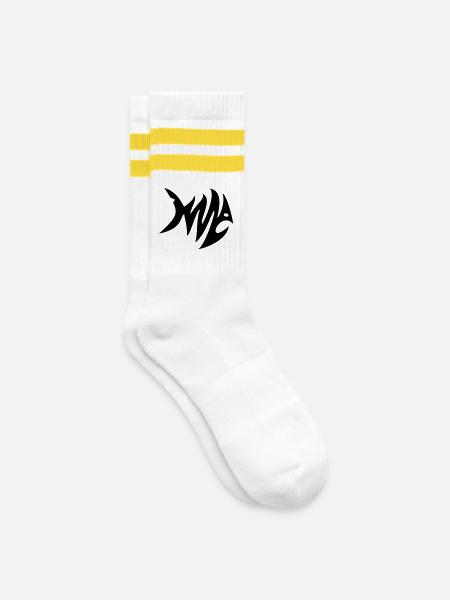 Zebra-Fisch - Gestreifte Tennissocken - Weiß/Gelb