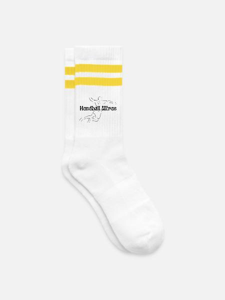 Handball Ultras - Gestreifte Tennissocken - Weiß/Gelb