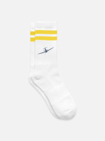 Spitfire - Gestreifte Tennissocken - Weiß/Gelb