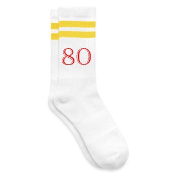 80. 80 YEARS. 80th ANNIVERSARY. 80 YEARS ANNIVERSARY. - Striped tennis socks - white/yellow - Right