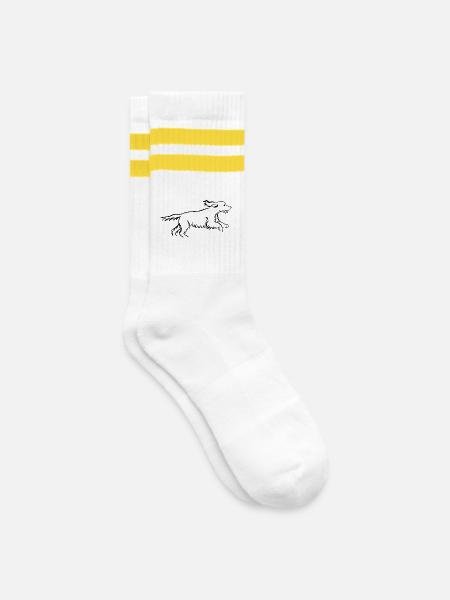 Cocker Spaniel - Gestreifte Tennissocken - Weiß/Gelb