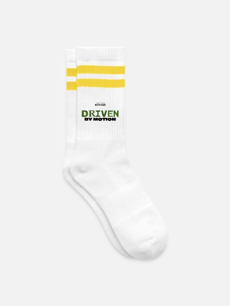 Driven by Motion - Gestreifte Tennissocken - Weiß/Gelb