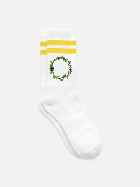 heidelbeer Kranz - Gestreifte Tennissocken - Weiß/Gelb