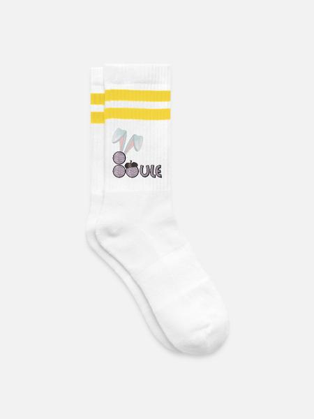 Frohe Oster-BALL - Gestreifte Tennissocken - Weiß/Gelb
