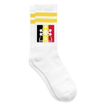 Brüssel Atomium – Ikone des Belgischen Flaggenplatzes - Gestreifte Tennissocken - Weiß/Gelb - Rechts