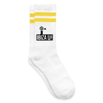 Ibiza Islands Silhouette Wind Turbine - Striped tennis socks - white/yellow - Right