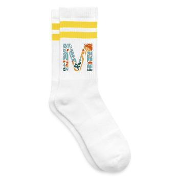 Lettre m fleurs groovy idée cadeau  - Chaussettes de tennis - blanc/jaune - Droite