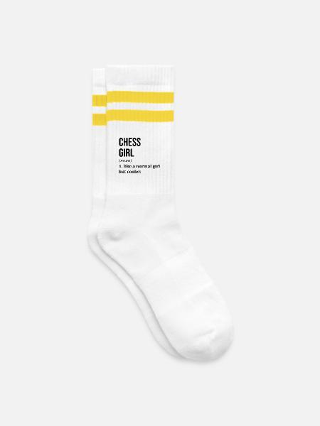 Schach Schach Schach Schach - Gestreifte Tennissocken - Weiß/Gelb