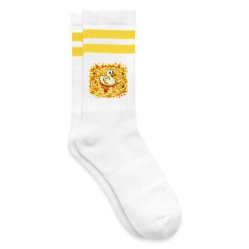 Golden Duck in Burning Lake - Striped tennis socks - white/yellow - Right