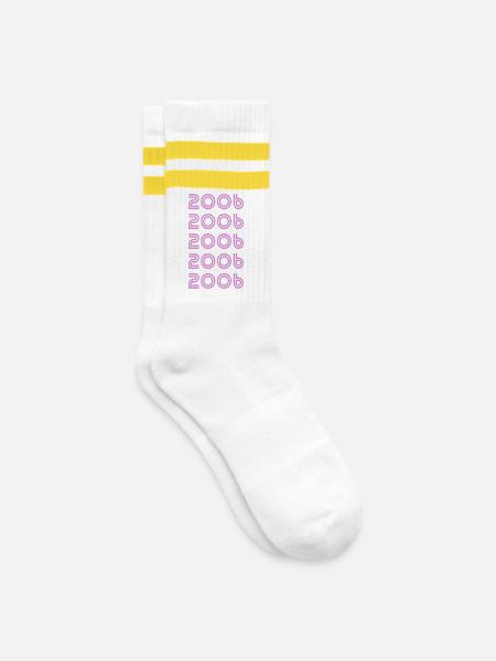 2006 - Gestreifte Tennissocken - Weiß/Gelb