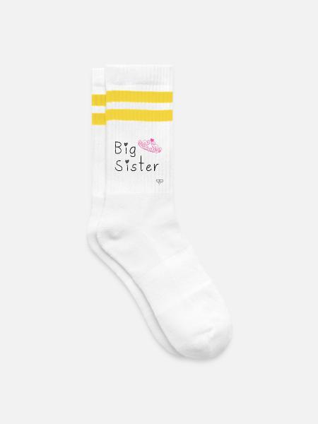 Große Schwester - Gestreifte Tennissocken - Weiß/Gelb