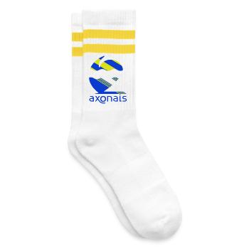 Axonais - Gestreifte Tennissocken - Weiß/Gelb - Rechts