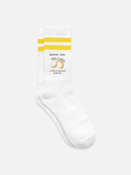 Limoncello Italia Costa Amalfi - Gestreifte Tennissocken - Weiß/Gelb