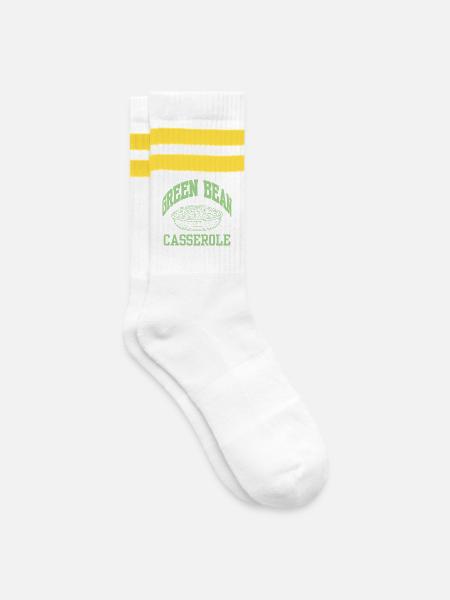 cooler grüner Bohnenauflauf - Gestreifte Tennissocken - Weiß/Gelb