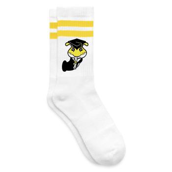 Hole Caterpillar School leaving certificate High school diploma passed college - Striped tennis socks - white/yellow - Right