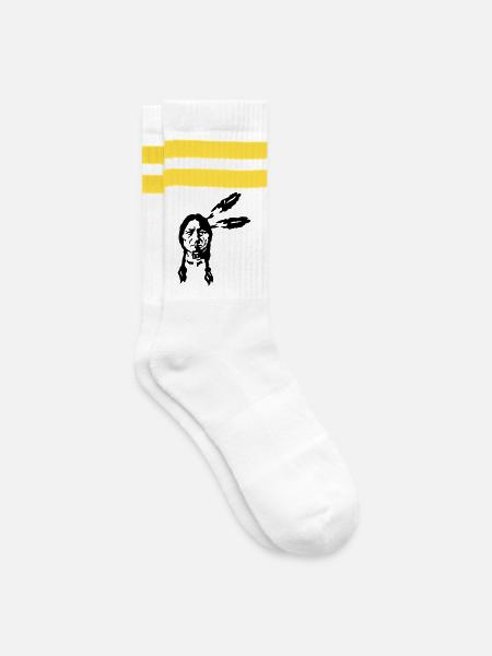 indianer krieger western - Gestreifte Tennissocken - Weiß/Gelb