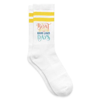 Boot Wellen Sonnenstrahlen See Tage - Gestreifte Tennissocken - Weiß/Gelb - Rechts