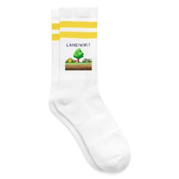 Farmer Pixel World Rural Scene - Striped tennis socks - white/yellow - Right