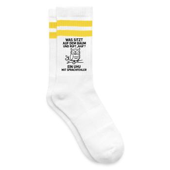 Blague sur l’erreur de langage de la chouette grand-duc - Chaussettes de tennis - blanc/jaune - Droite