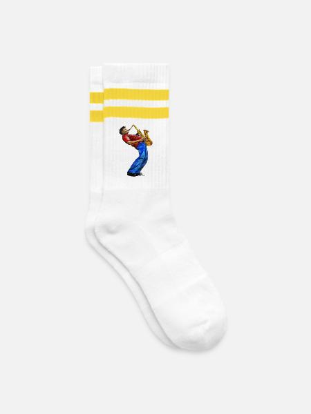Musiker - Gestreifte Tennissocken - Weiß/Gelb