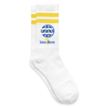 Logo Seine et Marne 77 - Striped tennis socks - white/yellow - Right
