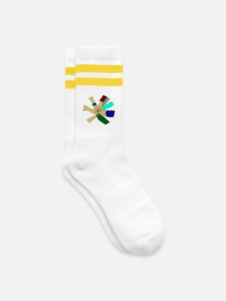 Freundschaft - Gestreifte Tennissocken - Weiß/Gelb