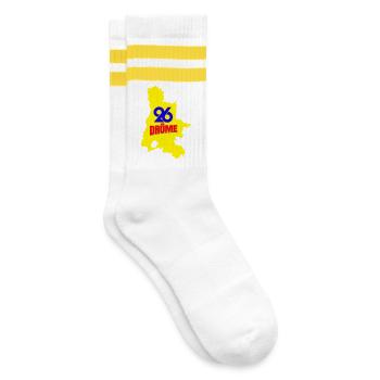 Drôme 26 - Gestreifte Tennissocken - Weiß/Gelb - Rechts